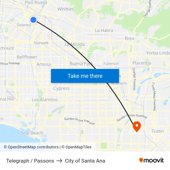 Telegraph / Passons to City of Santa Ana map