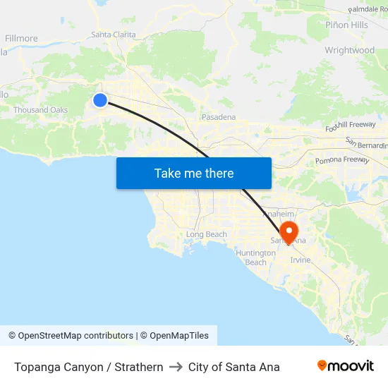 Topanga Canyon / Strathern to City of Santa Ana map