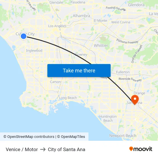 Venice / Motor to City of Santa Ana map