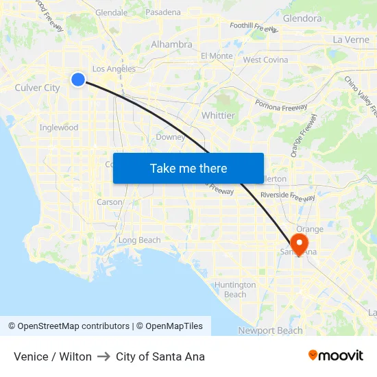 Venice / Wilton to City of Santa Ana map
