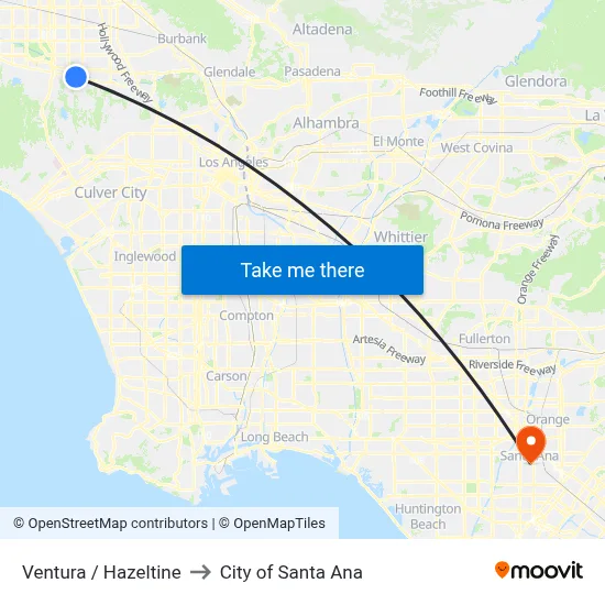 Ventura / Hazeltine to City of Santa Ana map