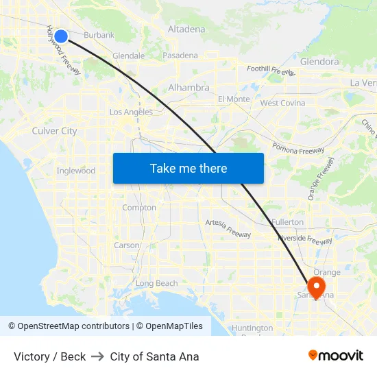 Victory / Beck to City of Santa Ana map