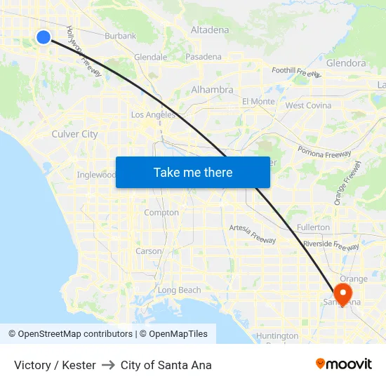 Victory / Kester to City of Santa Ana map
