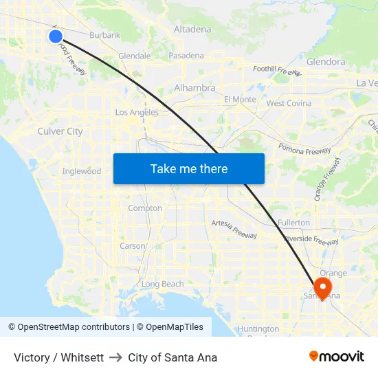 Victory / Whitsett to City of Santa Ana map