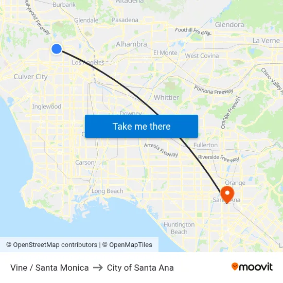 Vine / Santa Monica to City of Santa Ana map