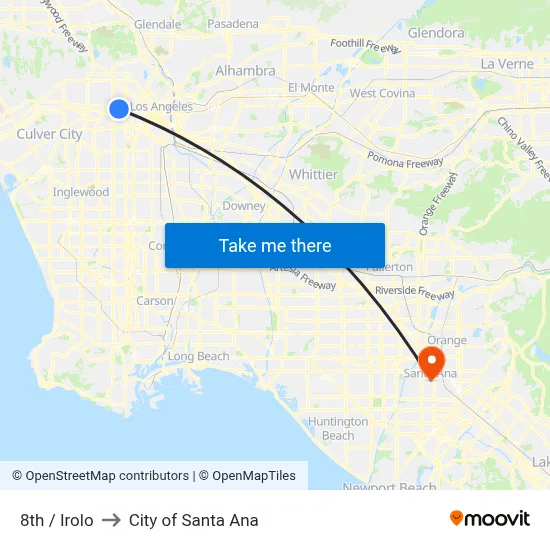 8th / Irolo to City of Santa Ana map