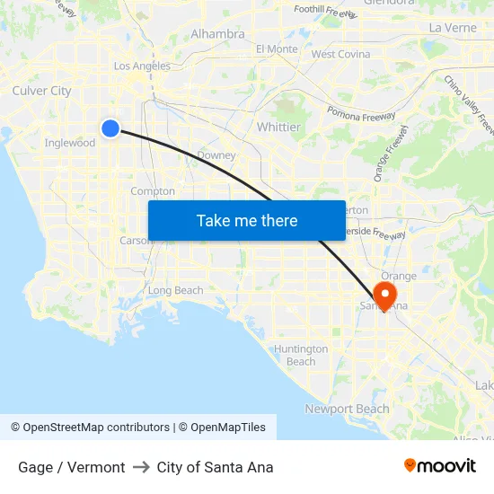 Gage / Vermont to City of Santa Ana map