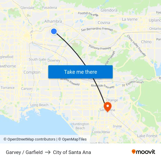 Garvey / Garfield to City of Santa Ana map