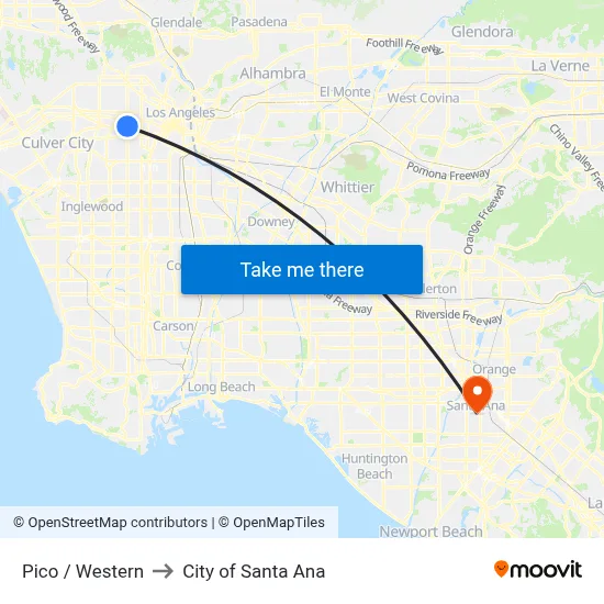 Pico / Western to City of Santa Ana map