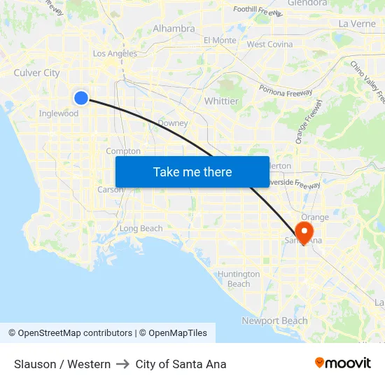 Slauson / Western to City of Santa Ana map