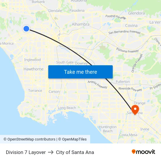 Division 7 Layover to City of Santa Ana map