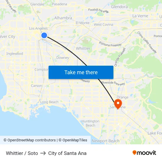 Whittier / Soto to City of Santa Ana map