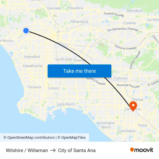 Wilshire / Willaman to City of Santa Ana map