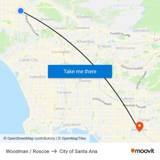 Woodman / Roscoe to City of Santa Ana map
