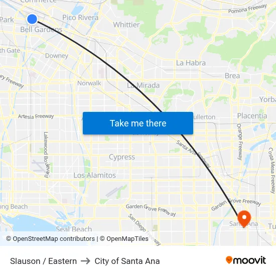 Slauson / Eastern to City of Santa Ana map