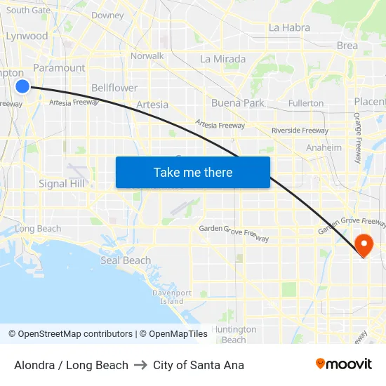 Alondra / Long Beach to City of Santa Ana map