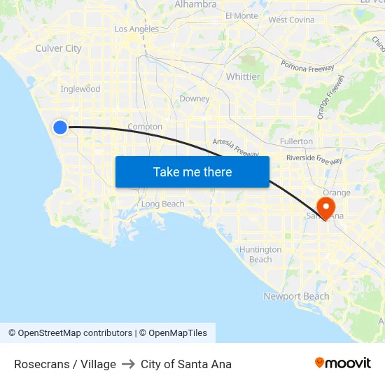 Rosecrans / Village to City of Santa Ana map