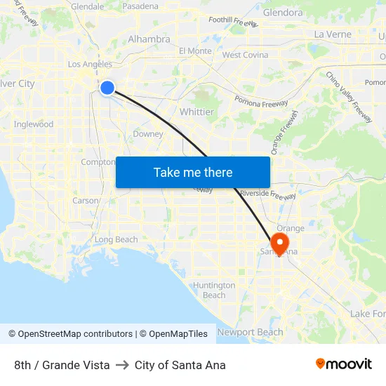 8th / Grande Vista to City of Santa Ana map