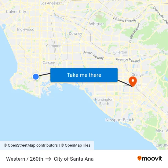 Western / 260th to City of Santa Ana map