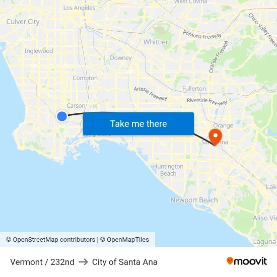 Vermont / 232nd to City of Santa Ana map