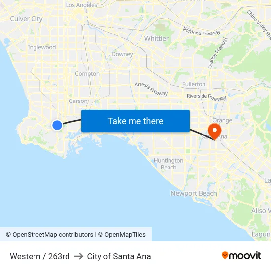 Western / 263rd to City of Santa Ana map