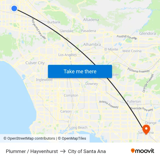 Plummer / Hayvenhurst to City of Santa Ana map