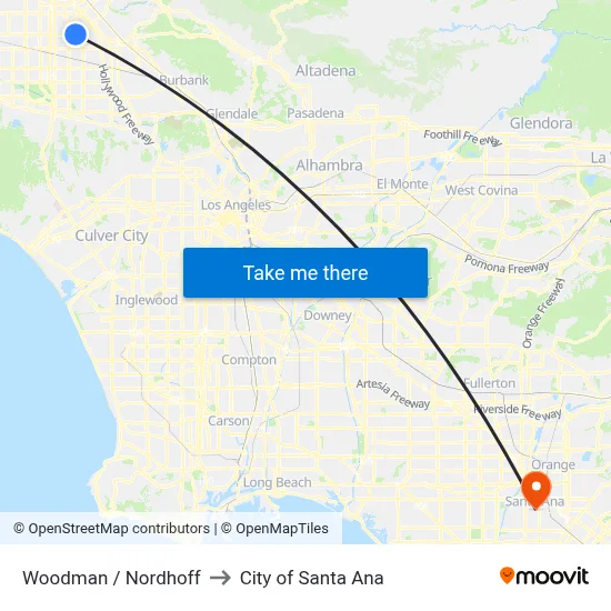 Woodman / Nordhoff to City of Santa Ana map
