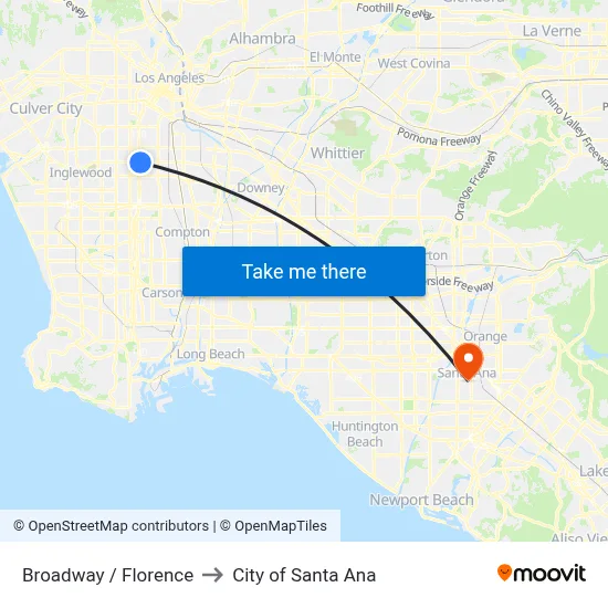 Broadway / Florence to City of Santa Ana map