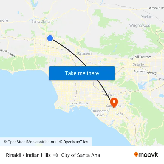 Rinaldi / Indian Hills to City of Santa Ana map
