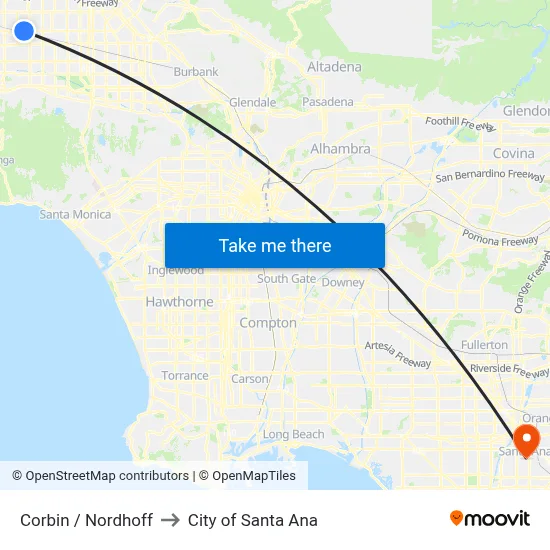 Corbin / Nordhoff to City of Santa Ana map