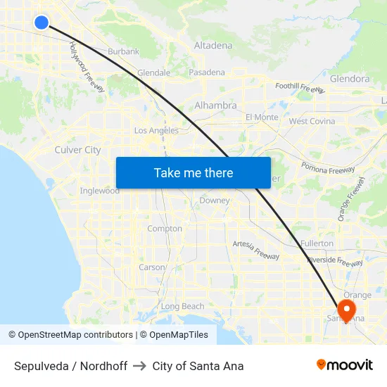 Sepulveda / Nordhoff to City of Santa Ana map