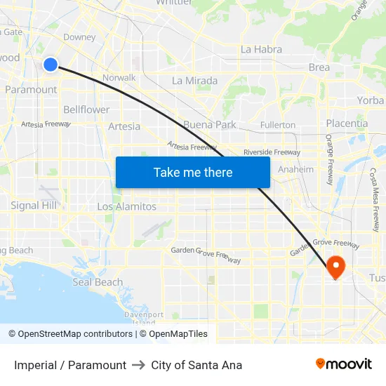 Imperial / Paramount to City of Santa Ana map
