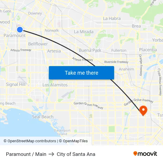 Paramount / Main to City of Santa Ana map