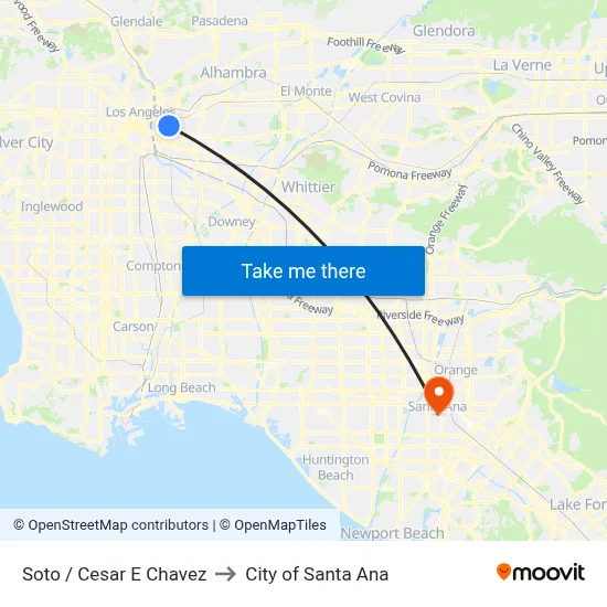 Soto / Cesar E Chavez to City of Santa Ana map