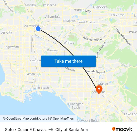 Soto / Cesar E Chavez to City of Santa Ana map