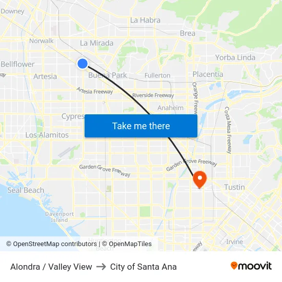 Alondra / Valley View to City of Santa Ana map