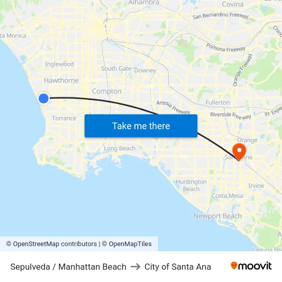 Sepulveda / Manhattan Beach to City of Santa Ana map
