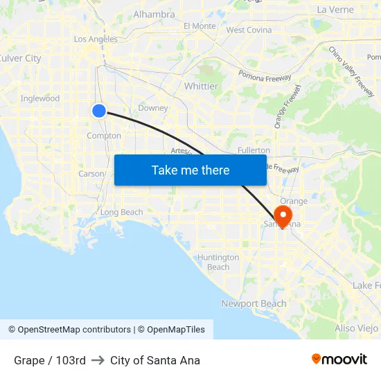 Grape / 103rd to City of Santa Ana map