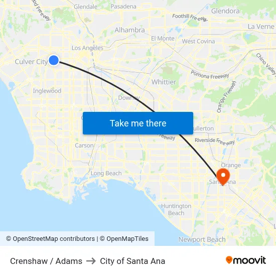 Crenshaw / Adams to City of Santa Ana map