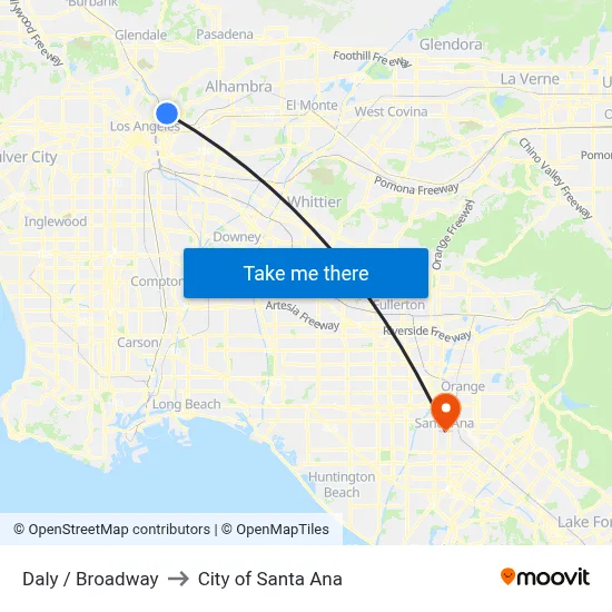 Daly / Broadway to City of Santa Ana map