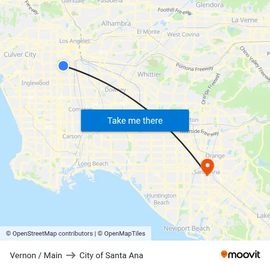 Vernon / Main to City of Santa Ana map