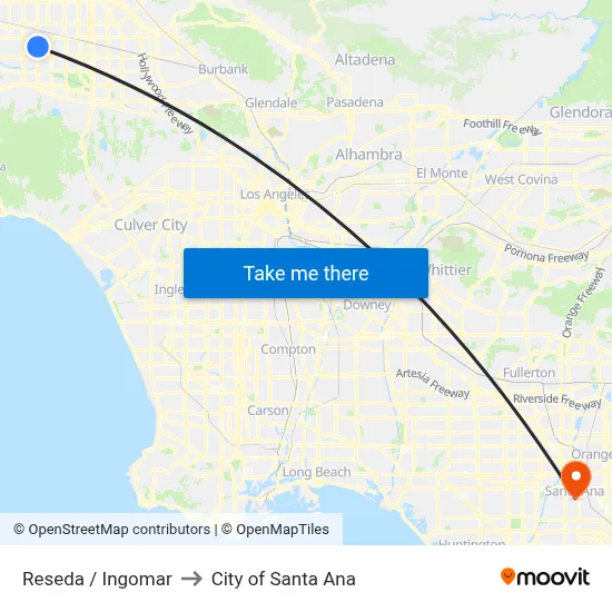 Reseda / Ingomar to City of Santa Ana map
