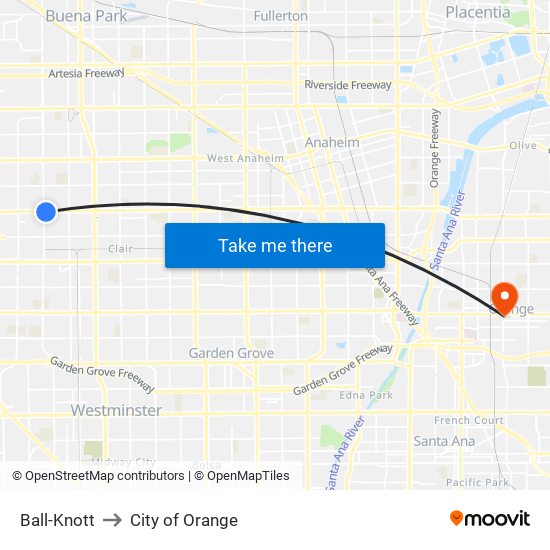 Ball-Knott to City of Orange map