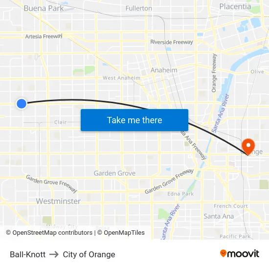 Ball-Knott to City of Orange map