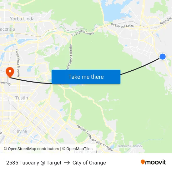2585 Tuscany @ Target to City of Orange map