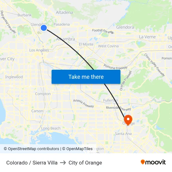 Colorado / Sierra Villa to City of Orange map
