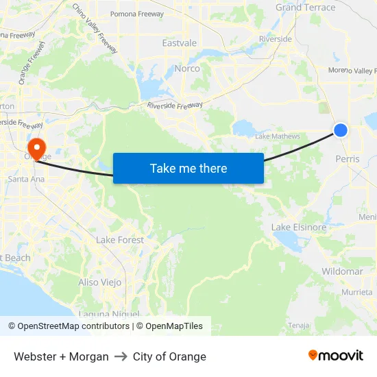 Webster + Morgan to City of Orange map