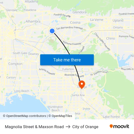 Magnolia St. and Maxson Rd. to City of Orange map