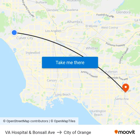 VA Hospital  & Bonsall Ave to City of Orange map
