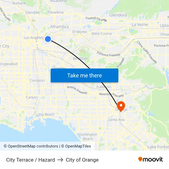 City Terrace / Hazard to City of Orange map